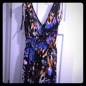 Butterfly pattern V Neck dress